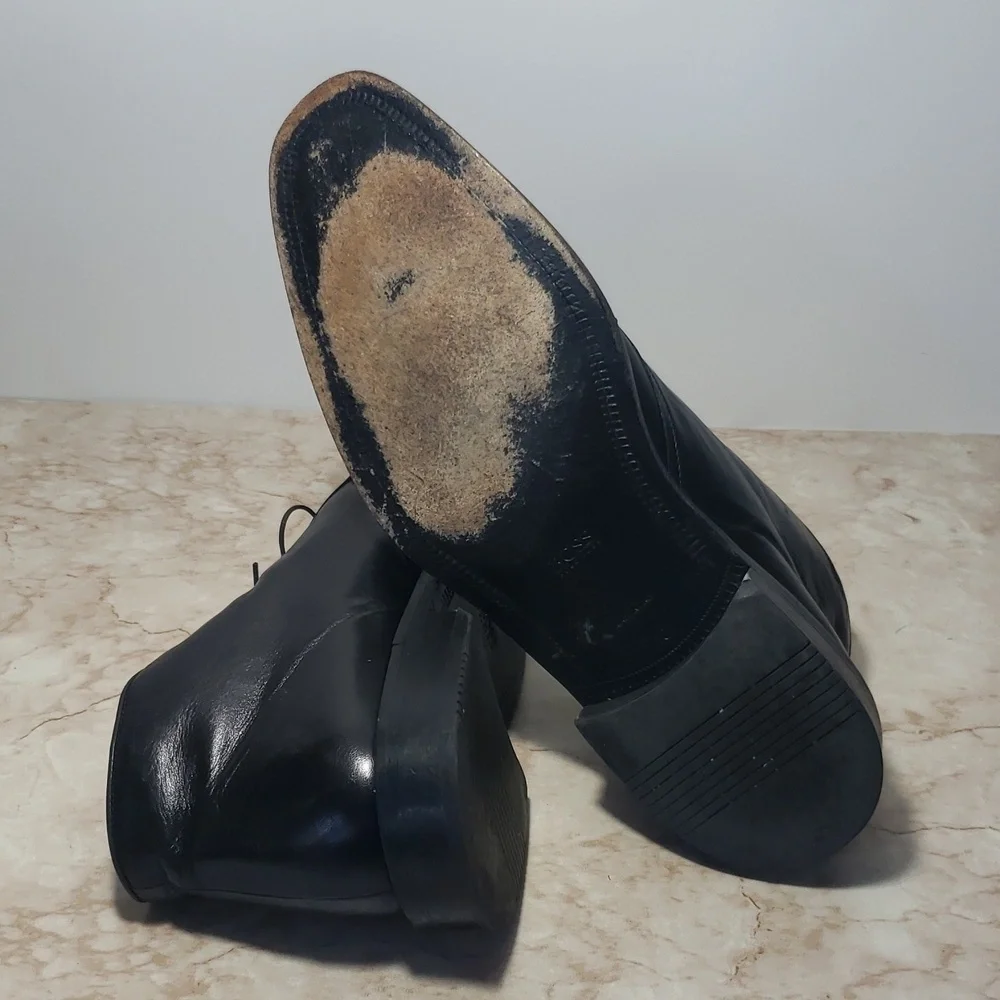 Hugo Boss Black Leather Men's Boots Shoes Size 10